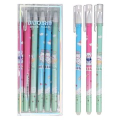 !09 Ручка гелевая (набор 6 штук) со стираемыми чернилами, стержень синий, корпус МИКС