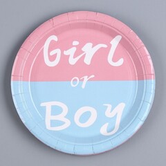 !09 Набор из 12 одноразовых бумажных тарелок 180 мм.для Гендер-пати