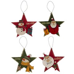 Изделие декоративное подвесное "Снеговик/ Дед Мороз", L14 W1 H14 см, 4в.