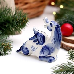 !09 Сувенир (набор 3 штуки) "Дракон Зак", гжель