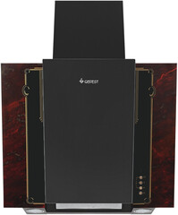 Вытяжка наклонная Gefest ВО 3603 К55 черный/рубиновый с рисунком "мрамор ретро" управление: кнопочное (1 мотор)