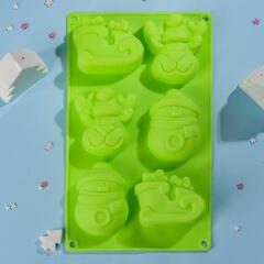 !09 Форма для выпечки «Новый год», 29×17 см, 6 ячеек (8×7×3 см), цвет МИКС