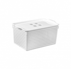 Корзинка ЛОФТ 5.3л 295х185х145мм с крышкой белая