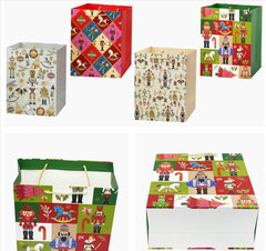 Пакет подарочный (бумага 210г/м2, блок 12шт), L18 W10 H23 см, 4в.