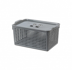 Корзинка ЛОФТ 5.3л 295х185х145мм с крышкой серая