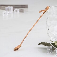 !09 Набор 2 штуки- Ложка барная из нержавеющей стали «Котик», 20×3,3×1,5 см, цвет бронзовый