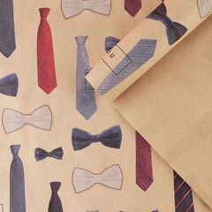 !09 Бумага (набор 4 листа) упаковочная крафтовая «Галстуки», 70 × 100 см.