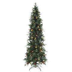 Ёлка искусств с подсвет (шишки+ягоды), D70 H210 см, 300 LED, тепл бел, 8 реж, от сети, провод 2,1м