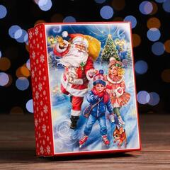 !09 Набор из 4-х штук: Подарочная новогодняя коробка сборная «Зимние забавы», 16.5×12.5×5.2 см