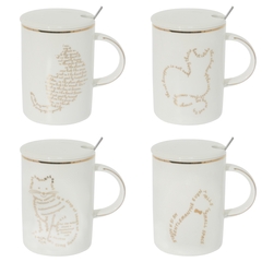 Кружка с крышкой и ложкой, 400 мл, L11,5 W8 H11,5 см, 4в.