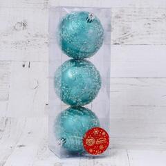 !09 Набор елочных шаров пластик (набор 6 штук) «Джейн», d=8 см, цвет зелёный