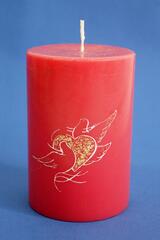 !09 НАБОР СВЕЧЕЙ 2 ШТУКИ (СИНЯЯ, КРАСНАЯ) - Свеча декоративная "Голуби любви " , 8x8x10 см., цвет красный и синий