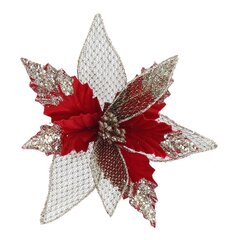 Цветок искусственный "Пуансеттия" (на клипсе), L25 W25 H7,5 см