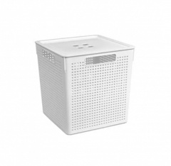 Коробка для хранения ЛОФТ квадратная с крышкой 23л белая