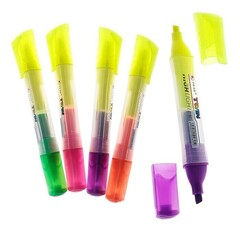 !09 Маркер-текстовыделитель (набор 6 штук)  наконечник скошенный, 5 мм, корпус треугольный, двухцветный, МИКС