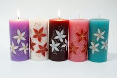 !09 Свеча декоративная "Цветы" 15X8x8 см. цвет розовый