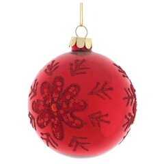 Украшение новогоднее Шар "Малиновый цветок" , D8 см, L8 W8 H9 см