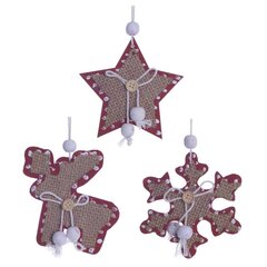 Украшение новогоднее "Снежинка/Звезда/Олень", L11 W1 H11 см, 3в.