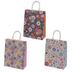 Пакет подарочный (бумага 120г/м2, блок 12шт), L21,5 W10 H28 см, 3в.