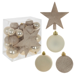 Набор из 30шт Украшение новогоднее "Шары и звезда", D5/6/8 см, L21 W13 H25 см