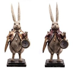 Фигурка декоративная "Кролик" с часами (LR44x1), L15 W12 H37,5 см, 2в.