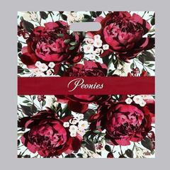 !Пакет "Бордовые пионы", 10 штук полиэтиленовый с вырубной ручкой, 60 мкм, 38 х 45 см