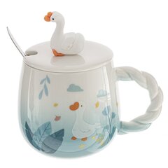 Кружка с крышкой и ложкой, 450 мл, L8 W8 H9 см