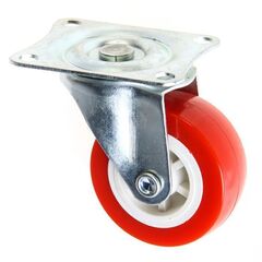 !09 Набор из 4-х колес - Колесо мебельное, d=50 мм, без тормоза, красное