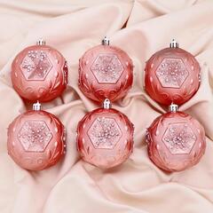 !09 Набор елочных шаров (набор 6 штук) "Чарлиз" пластик d-8 см.