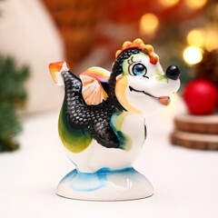 !09 Сувенир "Дракон Серафим" гжель цвет, 10,5 см