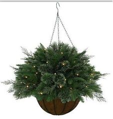 Кашпо хвойное с подсветкой, 50 LEDламп, 200 веток, (3хАА н/п), L52 W52 H76 см