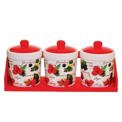 !09 БАНКИ ДЛЯ СЫПУЧИХ ПРОДУКТОВ, НАБОР 3ШТ.,500 мл. "САДОВАЯ ЯГОДА" банки круглые