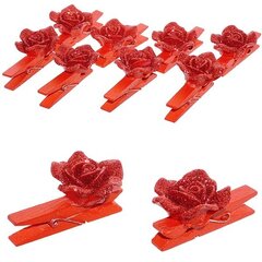 Набор из 8шт Украшение новогоднее "Прищепка-Роза", L11 W9,5 H2,5 см