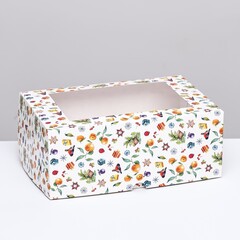 !Упаковка на 6 капкейков с окном "Новогоднее настроение", 25 х 17 х 10 см