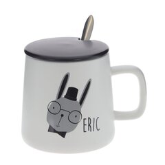 Кружка с крышкой и ложкой, 400 мл, L12 W9 H9 см