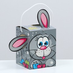 !Подарочная коробка кубик "Зайчонок", 12 х 12 х 15,5 см.