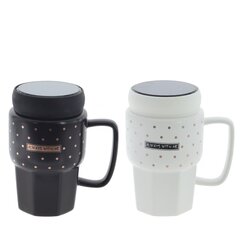 Кружка с крышкой, 450 мл, L11,5 W8 H13,5 см, дизайн микс