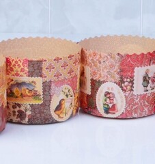 !09 Комплект из 3-х штук - Форма бумажная для кекса, маффинов и кулича "Ретро МИКС" 110 x 85мм,