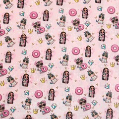 !09 Бумага (набор 3 листа) упаковочная глянцевая «Леди с единорогом», 70 × 100 см.