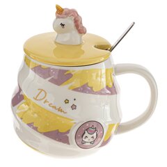 Кружка с крышкой и ложкой, 480 мл, L7,5 W7,5 H9 см