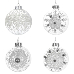 Украшение новогоднее Шар "Кружева" (блок 12), D 8 см, L8 W8 H8 см, 4в.