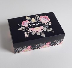 !09 Коробка складная (набор 2 штуки) «Цветы», 30 × 20 × 9 см.