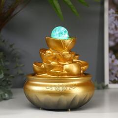 !Фонтан настольный от сети, подсветка "Гора золотых слитков" 18,5х15х15 см