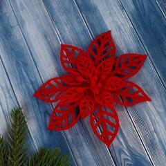 !09 Ёлочные игрушки 2 шт. «Зимнее волшебство. Резной цветок» пластик, 14 см, цвет красный
