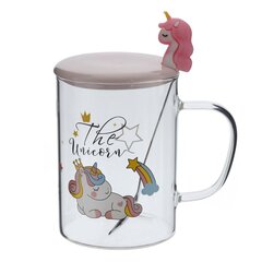 Кружка с крышкой и ложкой 450 мл, L8 W8 H11 см