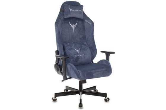Кресло игровое Knight N1 Fabric синий Light-27 с подголов. крестов. металл
