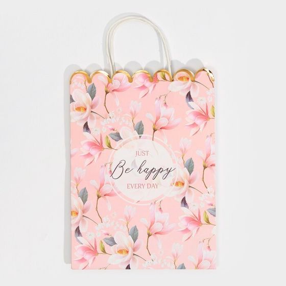 !09 НАБОР 2 ШТУКИ - Пакет подарочный крафтовый, упаковка, «Be happy», 23×30×12 см.