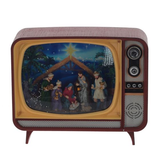 Изделие декоративное &quot;Телевизор&quot; (подсвет,вьюга,музыка, LR14х3 н/п +USB 100 см), L21 W12 H17 см