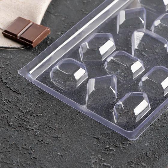 !09 Комплект из 2-х штук - Форма для шоколада и конфет «Самоцветы», 22×11 см, 15 ячеек, цвет прозрачный