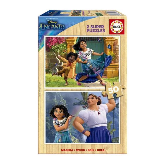 EDUCA BORRAS 2X50 Pieces Encanto Disney Madera Wooden Puzzle